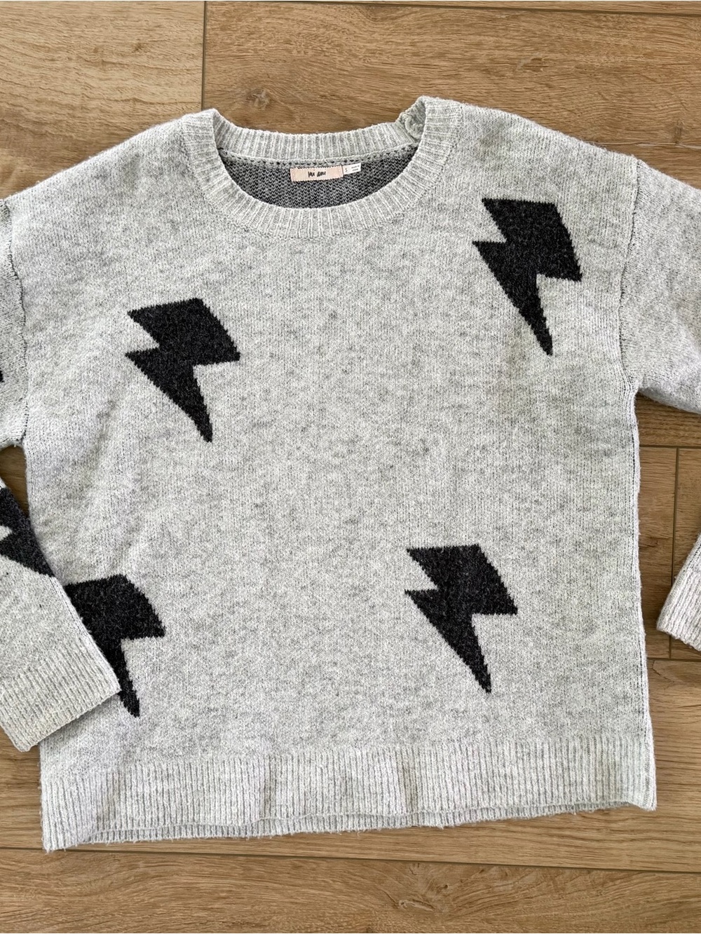 miami Gray Crewneck Sweater with Black Lightning Motifs